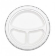 Farfurie Rotunda 26 cm cu 3 Compartimente Unica Folosinta Biodegradabila & Compostabila (50 buc)