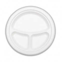 Farfurie Rotunda 26 cm cu 3 Compartimente Unica Folosinta Biodegradabila & Compostabila (50 buc) Farfurie Rotunda 26 cm cu 3 Compartimente Unica Folosinta Biodegradabila & Compostabila (50 buc)