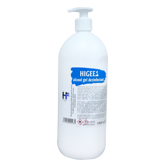 Higeea Alcool gel 1L cu pompita, dezinfectant maini virucid