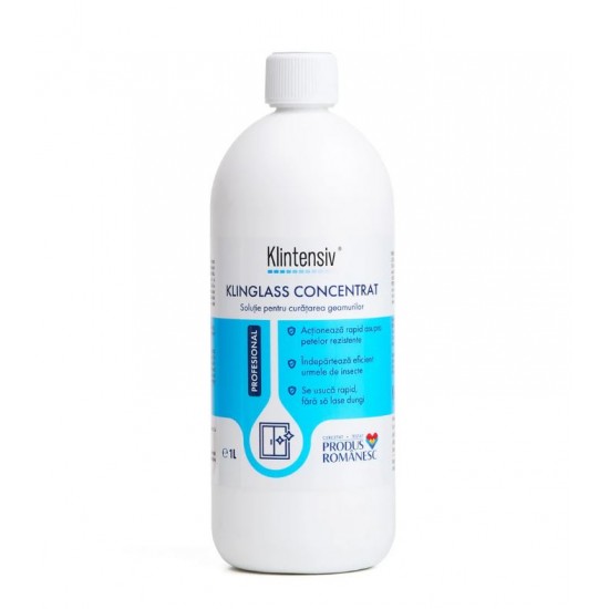 Klinglass concentrat, soluție PROFESIONALĂ pentru curățare geamuri, 1 litru