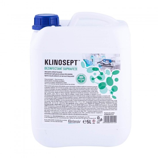 KLINOSEPT™ – Dezinfectant rapid pentru suprafete RTU – pe baza de alcool, 5 litri