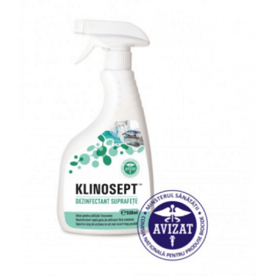 KLINOSEPT™ – Dezinfectant rapid pentru suprafete RTU – pe baza de alcool, 500 ml KLINOSEPT™ – Dezinfectant rapid pentru suprafete RTU – pe baza de alcool, 500 ml