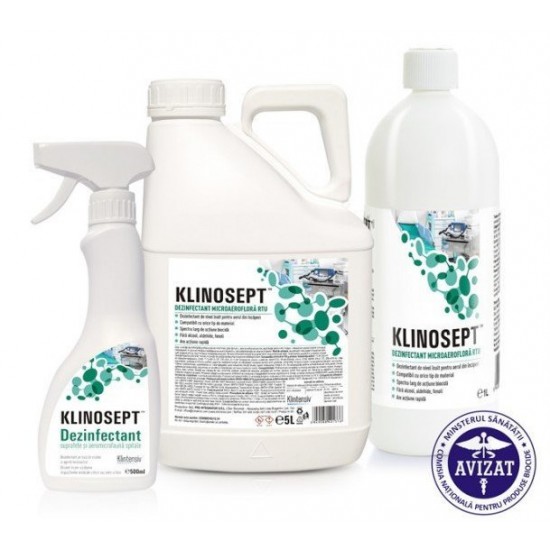 KLINOSEPT™ – Dezinfectant rapid pentru suprafete RTU – pe baza de alcool, 500 ml