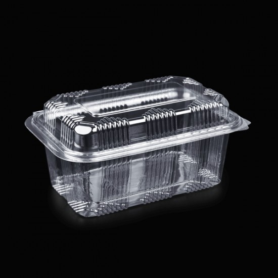 Set 600 bucati, Caserola plastic 1000 gr cu capac inalt, 254 x 193 x 92,5mm