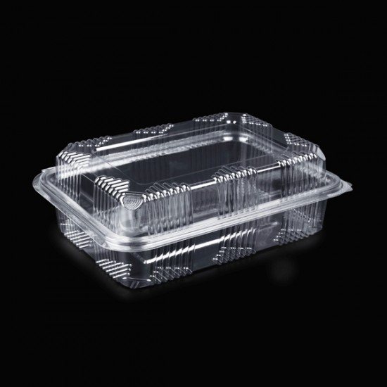 Set de 300 bucati, Caserola plastic 1250 gr cu capac inalt, 348 x 232 x 75,8 mm