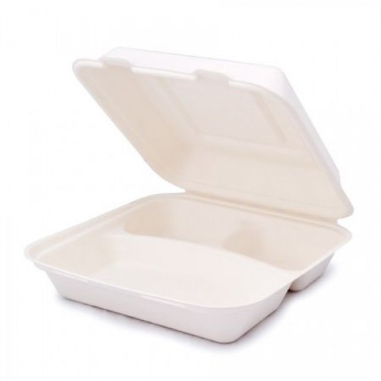Set de 100 bucati, Caserole meniu din trestie, 23x15 cm, 2 compartimente Set de 100 bucati, Caserole meniu din trestie, 23x15 cm, 2 compartimente