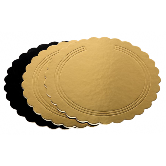 Discuri groase ondulate auriu/negru - Discuri groase ondulate auriu/negru 2400 gr Ø18cm - 10 buc/set
