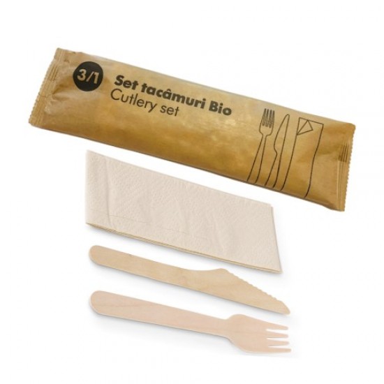 Set 100 bucati, Bis Furculita, Cutit si Servetel, 16 cm Set 100 bucati, Bis Furculita, Cutit si Servetel, 16 cm