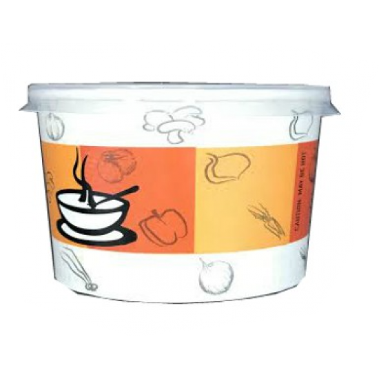 Set de 100 de bucati, Bol supa, design Yum, Capac, 400 ml Set de 100 de bucati, Bol supa, design Yum, Capac, 400 ml