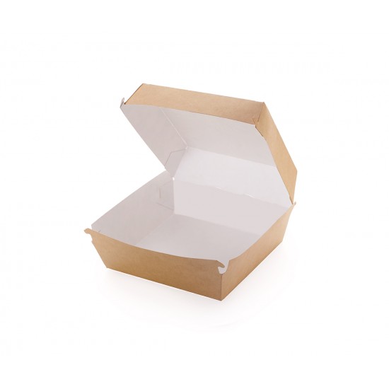 Hamburger box kraft - 13x13x9.5cm mare - 100 buc. Hamburger box kraft - 13x13x9.5cm mare - 100 buc.