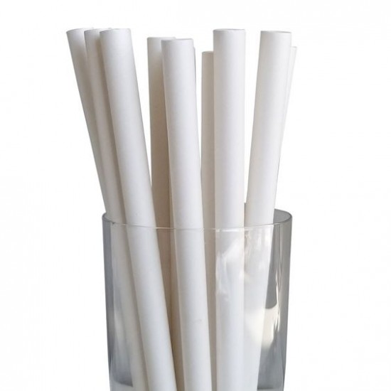 Set 100 bucati, Paie din hartie, albe Set 100 bucati, Paie din hartie, albe