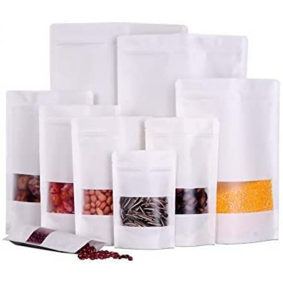 Set 100 bucati, Pungi stand-up cu fereastra si fermoar ALBA, 16x27cm Set 100 bucati, Pungi stand-up cu fereastra si fermoar ALBA, 16x27cm