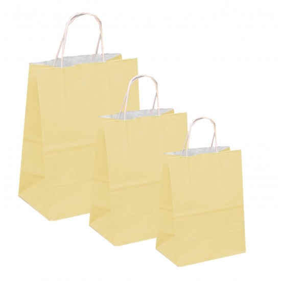 Set 100 bucati, Pungi albe colorate crem, 32x12x40 cm Set 100 bucati, Pungi albe colorate crem, 32x12x40 cm