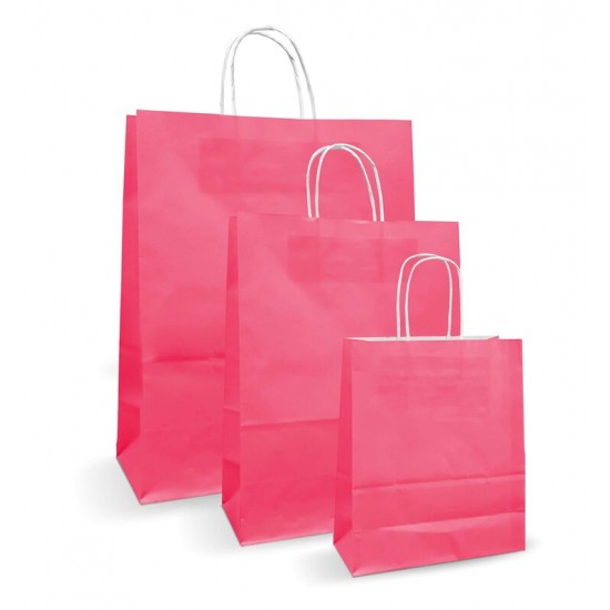 Set 100 bucati, Pungi albe colorate roz, 18x9x29cm Set 100 bucati, Pungi albe colorate roz, 18x9x29cm
