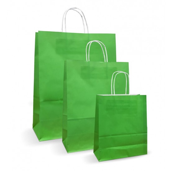 Pungi albe, colorate 100% verde deschis - 25X14X30 - 100 buc Pungi albe, colorate 100% verde deschis - 25X14X30 - 100 buc