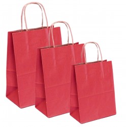 Set 100 bucati, Pungi natur, colorate rosu la exterior, 25x14x30 cm Set 100 bucati, Pungi natur, colorate rosu la exterior, 25x14x30 cm