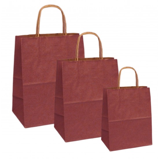 Set 100 bucati, Pungi natur, colorate bordo la exterior, 18x9x25cm