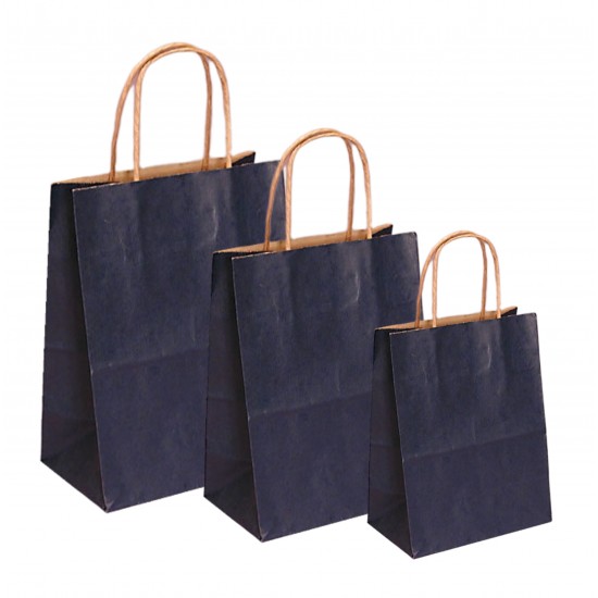 Set 100 bucati, Pungi natur, colorate bleumarin la exterior, 32x12x41 cm