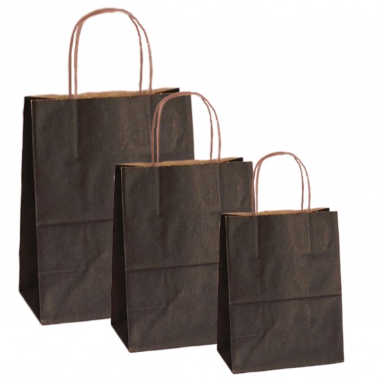 Set 100 bucati, Pungi natur, colorate negru la exterior, 18x9x25 cm Set 100 bucati, Pungi natur, colorate negru la exterior, 18x9x25 cm