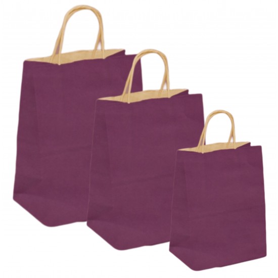 Set 100 bucati, Pungi natur, colorate mov la exterior, 18x9x25cm Set 100 bucati, Pungi natur, colorate mov la exterior, 18x9x25cm