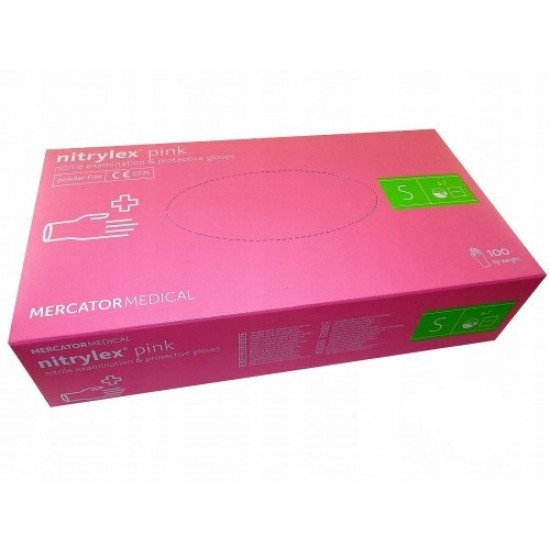 Manusi roz de unica folosinta, Nitrylex pink, marime S, 100 buc./cutie