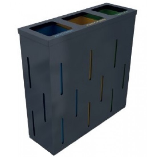 OSLO M Insula pentru reciclare cu design elegant pentru spatii moderne, metalic, de exterior, 3x38L, 75x25x75 cm