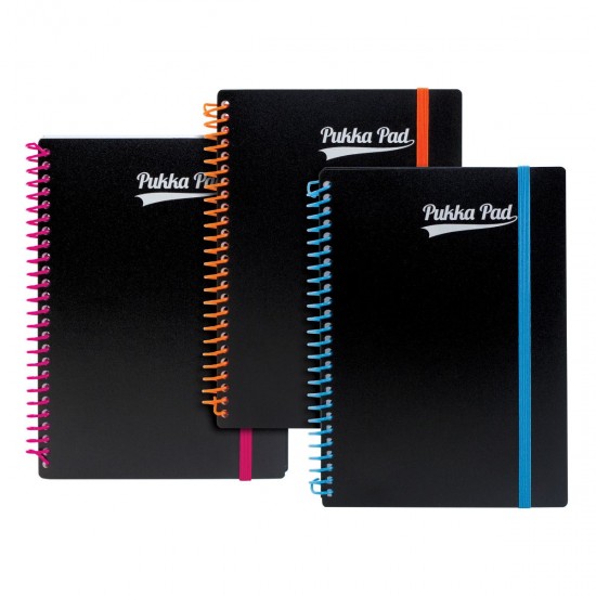 Set 3 caiete cu spirala Pukka Pads PP Neon A5 200 pag dictando, coperti PP, mix culori Set 3 caiete cu spirala Pukka Pads PP Neon A5 200 pag dictando, coperti PP, mix culori