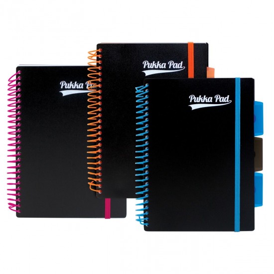 Set 3 caiete cu spirala si separatoare Pukka Pads PP Neon A5 200 pag, dictando, coperti PP, mix culori Set 3 caiete cu spirala si separatoare Pukka Pads PP Neon A5 200 pag, dictando, coperti PP, mix culori