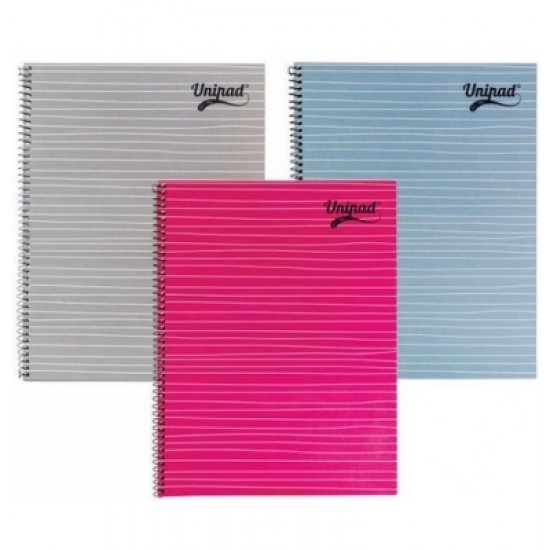 Set 3 caiete cu spirala UniPads, A4, dictando, 160 pag, roz, albastru, gri Set 3 caiete cu spirala UniPads, A4, dictando, 160 pag, roz, albastru, gri