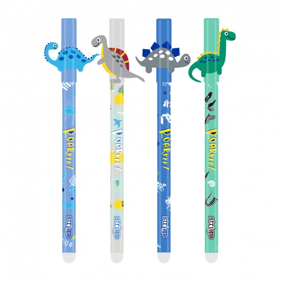 Set 4 pixuri Strigo cerneala cu stergere, DINOZAURI Set 4 pixuri Strigo cerneala cu stergere, DINOZAURI