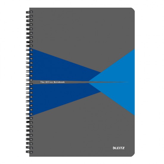 Caiet de birou Leitz Office, PP, A4, cu spira, matematica, albastru Caiet de birou Leitz Office, PP, A4, cu spira, matematica, albastru