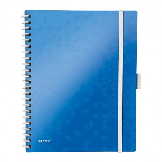 Caiet de birou Leitz WOW Be Mobile, PP, A4, cu spira, matematica, albastru metalizat Caiet de birou Leitz WOW Be Mobile, PP, A4, cu spira, matematica, albastru metalizat