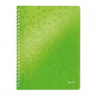 Caiet de birou Leitz WOW, PP, A4, cu spira, dictando, verde metalizat Caiet de birou Leitz WOW, PP, A4, cu spira, dictando, verde metalizat