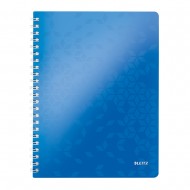 Caiet de birou Leitz WOW, PP, A4, cu spira, matematica, albastru metalizat Caiet de birou Leitz WOW, PP, A4, cu spira, matematica, albastru metalizat