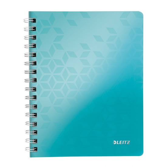 Caiet de birou Leitz WOW, PP, A5, cu spira, matematica, turcoaz metalizat Caiet de birou Leitz WOW, PP, A5, cu spira, matematica, turcoaz metalizat