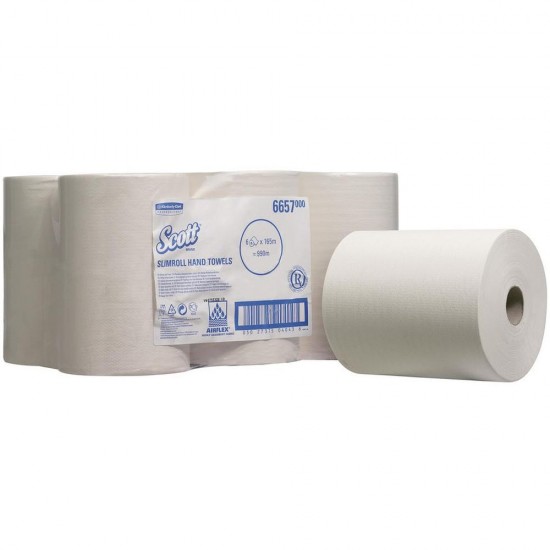 Rezerva prosoape in rola, Kimberly-Clark, Scott, alb, 1 strat, 340 metri, 6 role/bax Rezerva prosoape in rola, Kimberly-Clark, Scott, alb, 1 strat, 340 metri, 6 role/bax