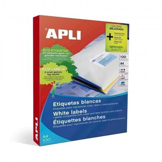 Etichete autoadezive Apli, A4, 210 x 297 mm, 100 bucati, 100 coli/top Etichete autoadezive Apli, A4, 210 x 297 mm, 100 bucati, 100 coli/top