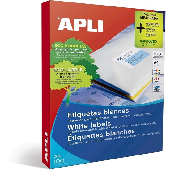Etichete autoadezive Apli, A4, 70 x 37 mm, 2400 bucati, 100 coli/top Etichete autoadezive Apli, A4, 70 x 37 mm, 2400 bucati, 100 coli/top