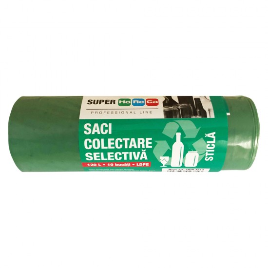 Saci menaj Horeca verzi LDPE 30 microni 110 x 70 cm 120 l 10 bucati/set, rezistenti, din plastic Saci menaj Horeca verzi LDPE 30 microni 110 x 70 cm 120 l 10 bucati/set, rezistenti, din plastic