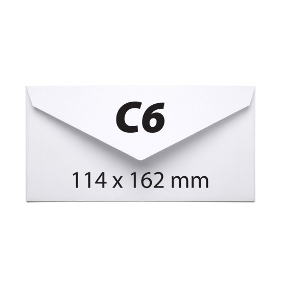 Plic C6, 114 x 162 mm, alb, gumat, clapa V, 70 g/mp, 1000 bucati/cutie Plic C6, 114 x 162 mm, alb, gumat, clapa V, 70 g/mp, 1000 bucati/cutie