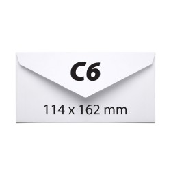 Plic C6, 114 x 162 mm, alb, gumat, clapa V, 70 g/mp, 25 bucati/set Plic C6, 114 x 162 mm, alb, gumat, clapa V, 70 g/mp, 25 bucati/set