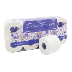 Hartie igienica mini, Celtex, Tissue Flowers, 3 straturi, alba, 8 role/set Hartie igienica mini, Celtex, Tissue Flowers, 3 straturi, alba, 8 role/set