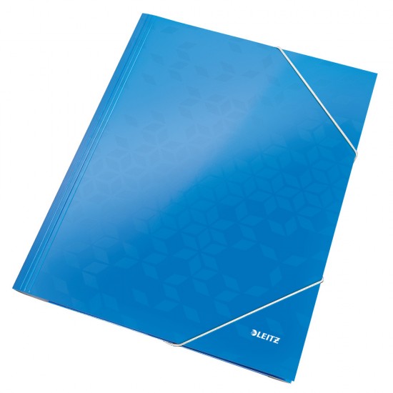 Mapa cu elastic Leitz WOW, carton laminat, A4, 250 coli, albastru Mapa cu elastic Leitz WOW, carton laminat, A4, 250 coli, albastru