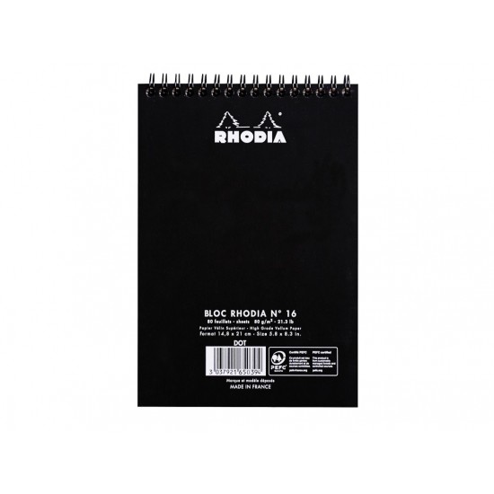 Blocnotes A5 Spiral Pad Rhodia Classic Black Blocnotes A5 Spiral Pad Rhodia Classic Black