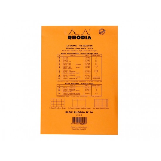 Blocnotes N°16 A5 capsat Rhodia Orange Blocnotes N°16 A5 capsat Rhodia Orange
