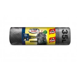 Pungi gunoi Fino Tytan Flex, ultra elastici, gri metalizat, 35 L, 15 buc