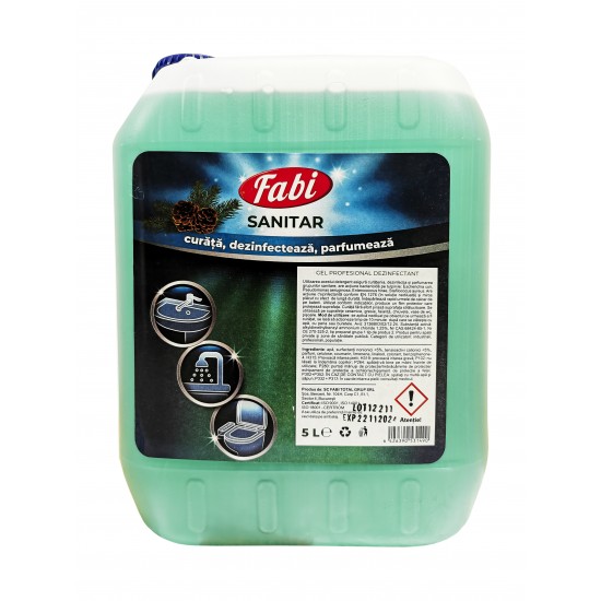 Detergent sanitar dezinfectant pentru baie, Fabi, 5L Detergent sanitar dezinfectant pentru baie, Fabi, 5L