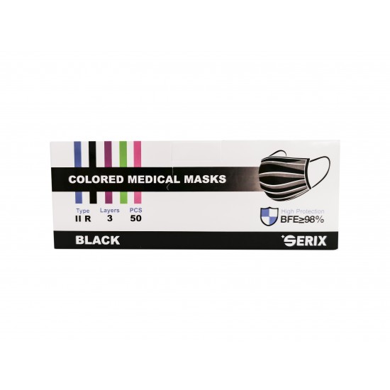 Masca medicala 3 straturi, black, 50buc