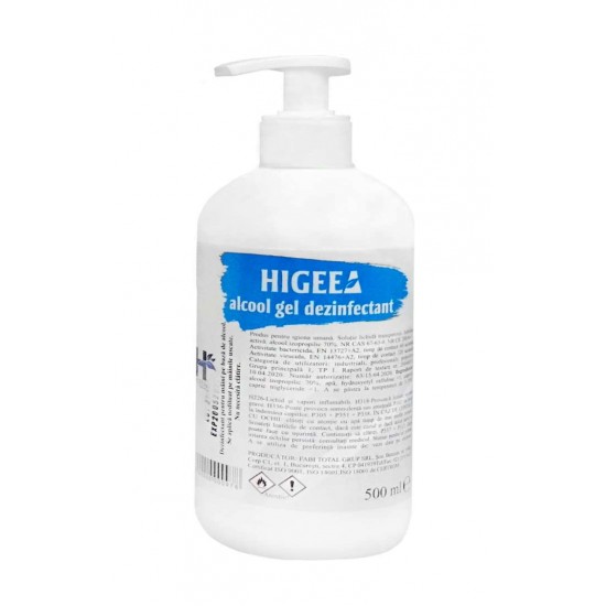 Higeea Alcool gel, dezinfectant virucid pentru maini, cu pompita 0,5L 
