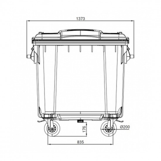 Container HDPE CLF 1100L cu capac plat albastru - Transport inclus